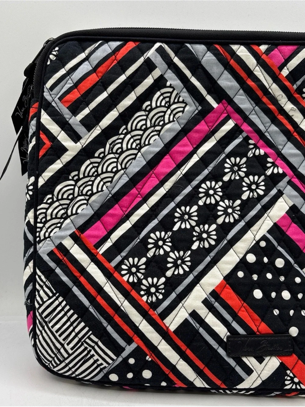 Vera Bradley Northern Stripes Black/Pink Women’s Quilted Laptop Bag